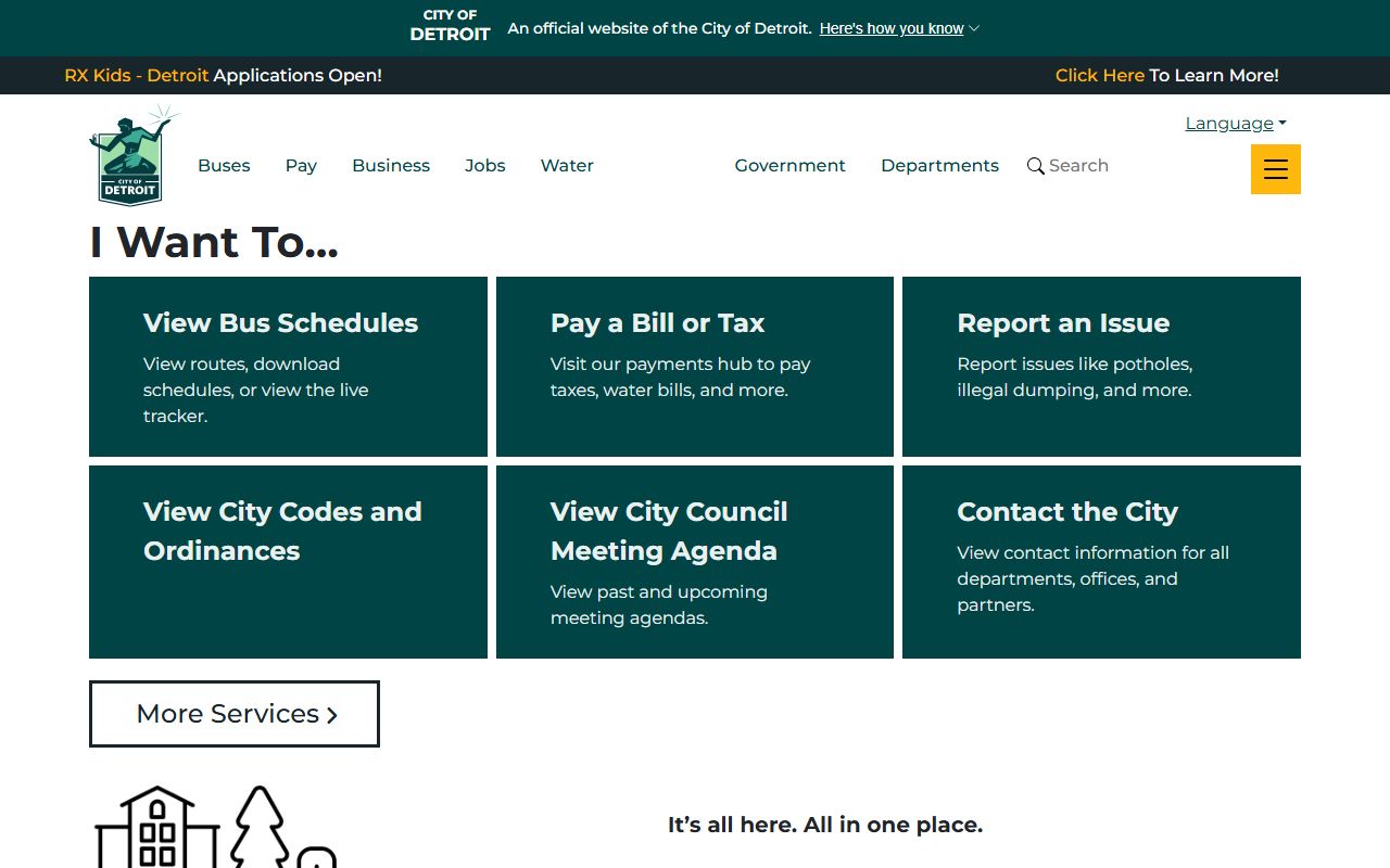 Detroit city government website for White Pages record access