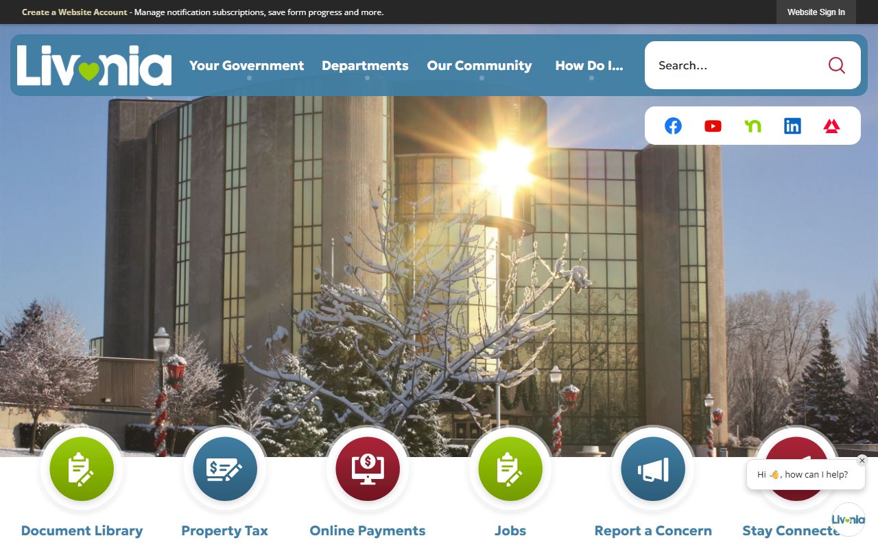 Livonia city website for White Pages record access