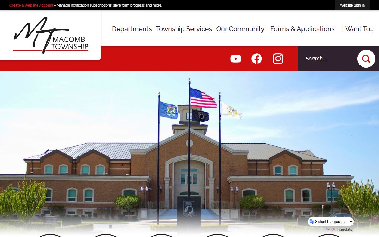 Macomb Township official website for White Pages and public records