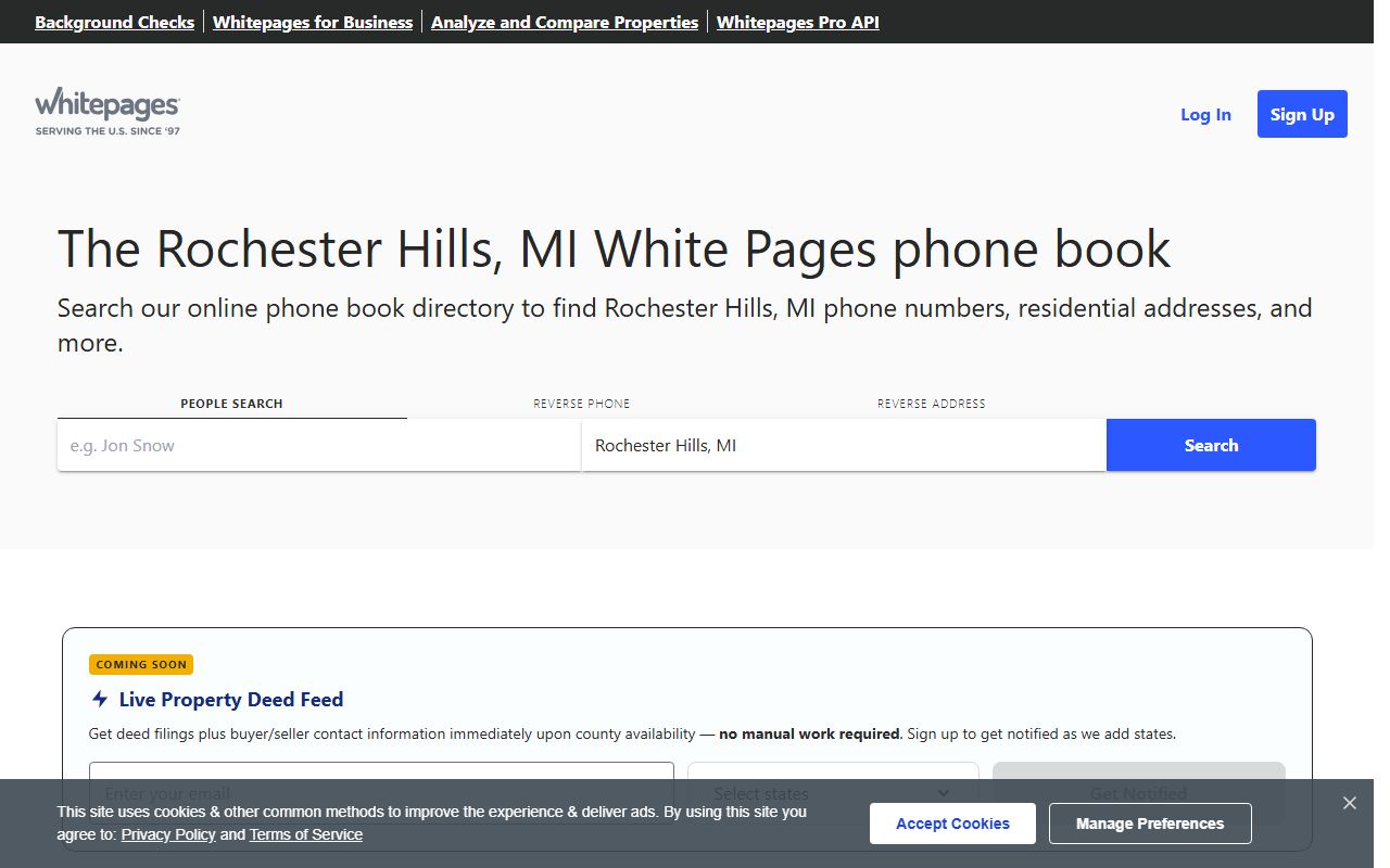 Rochester Hills White Pages search on Whitepages.com directory