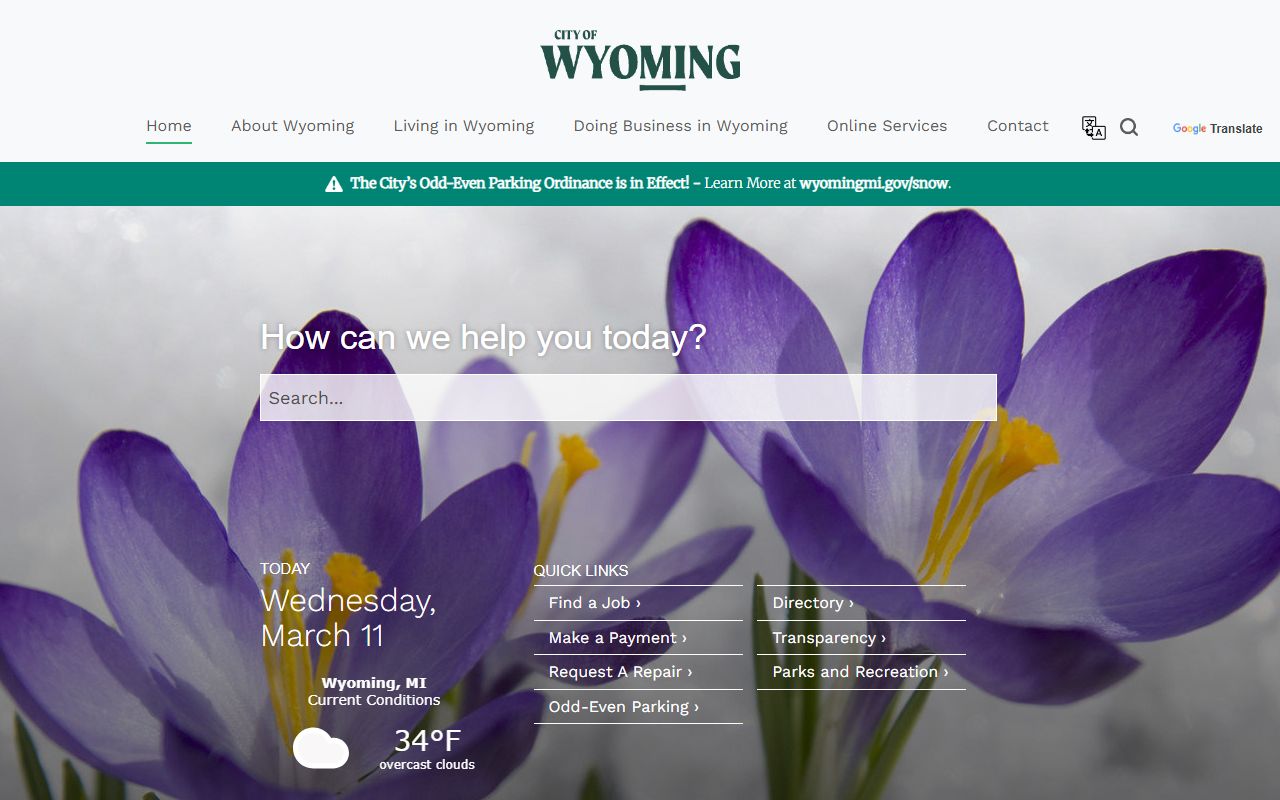 Wyoming Michigan city website for White Pages and public records access