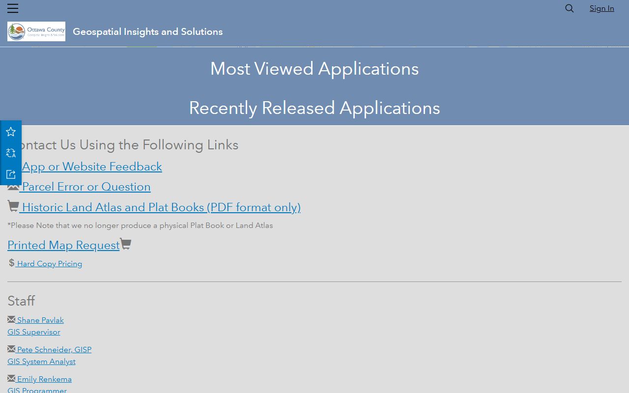 Ottawa County ArcGIS Property Sales hub for White Pages lookups