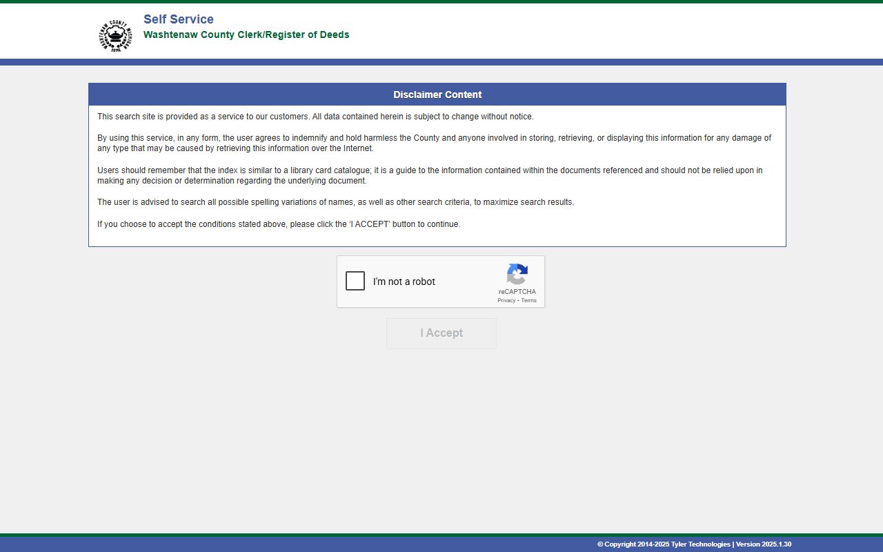 Washtenaw County EagleWeb Self-Service for White Pages lookups