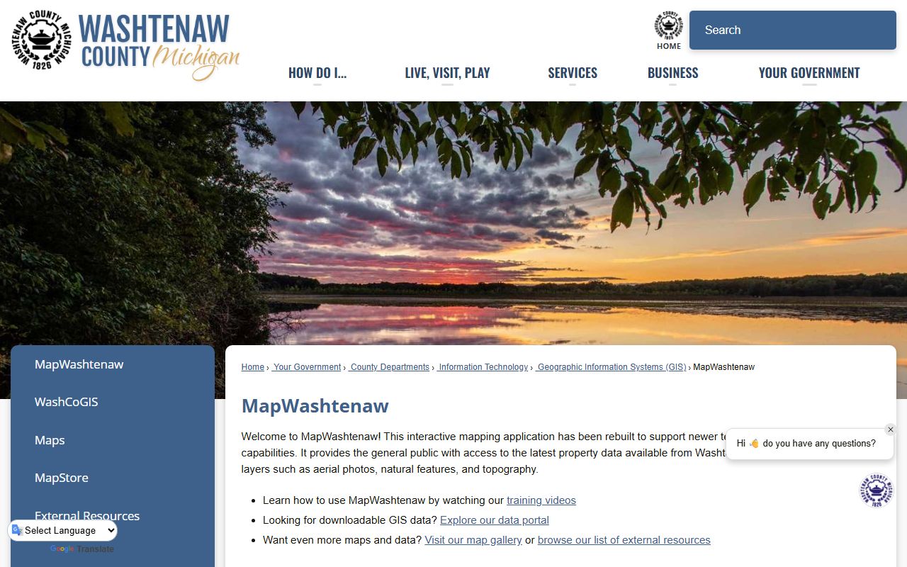 MapWashtenaw GIS for Washtenaw County White Pages property search