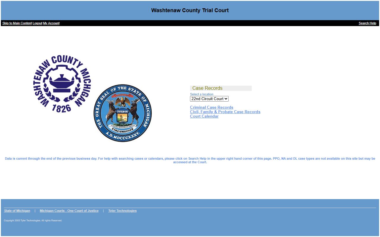 TCWeb court records search for Washtenaw County White Pages